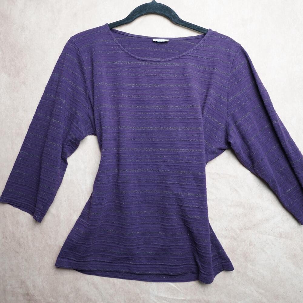 Croft Barrow Purple Metallic Stripe Top XL